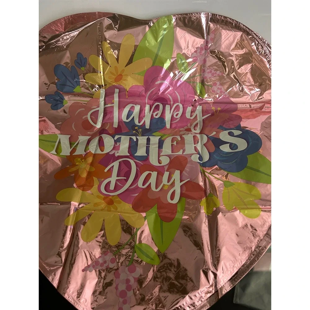 Mylar Balloon Mothers Day Floral Heart Pink Gold Foil Kaleidoscope 18 Inch x 5